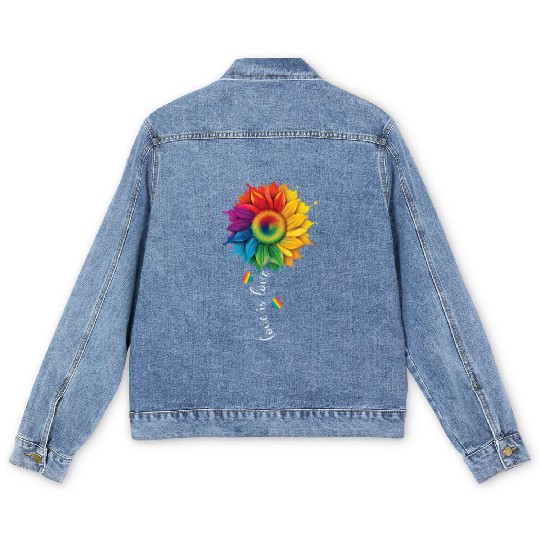 Love Is Love LGBTQ Rainbow Sunflower Gay Pride Men's Denim Jackets