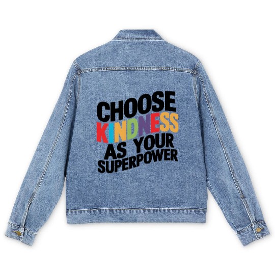 Choose Kindness as Your Superpower | Digital Print Men's Denim Jackets
