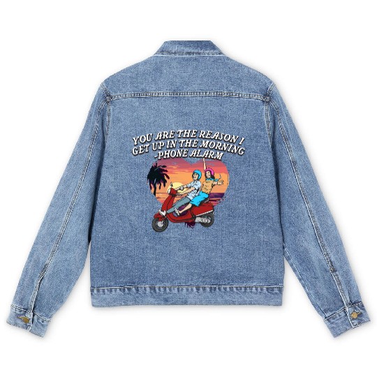 You Get Me Up Daily Funny Valentines Day Humor Men's Denim Jackets