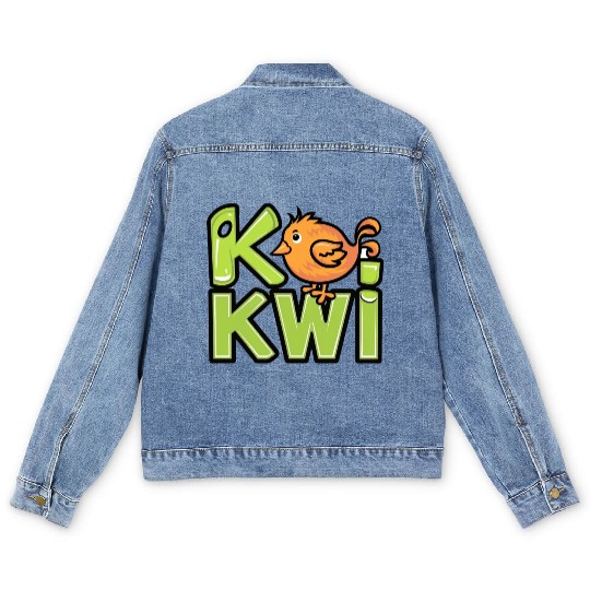 Kiwi Bird Cartoon Men's Denim Jackets