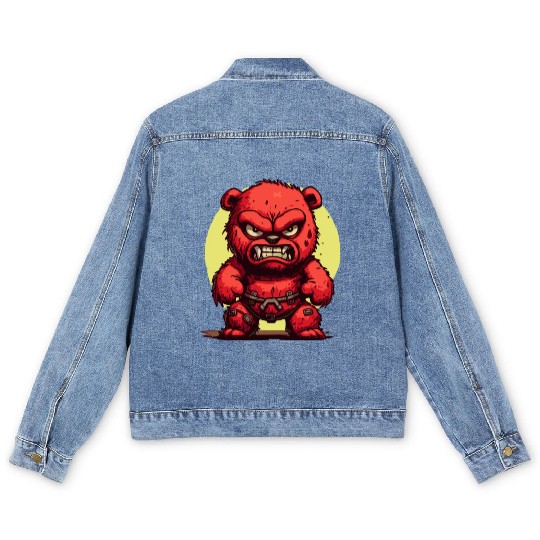 Angry Stuffed Bear Men's Denim Jackets