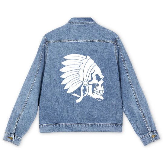 Indigenous Native American Skull Head Men's Denim Jackets