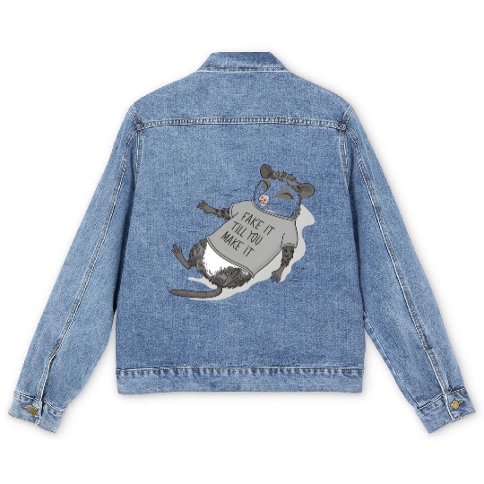 Live Weird Fake Your Death - Funny Possum Men's Denim Jackets