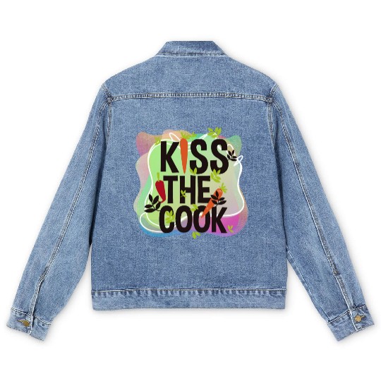 Vector Cartoon Kiss The Cook Carrot Metaphor Art Men's Denim Jackets