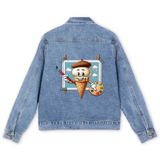 Creative Ice Cream Character Masterpiece Men's Denim Jackets