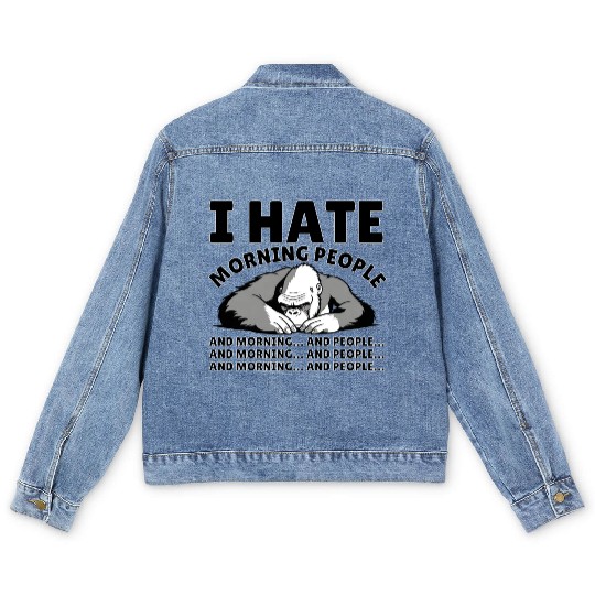 I Hate Morning People | Animal Kingkong | Quote Men's Denim Jackets