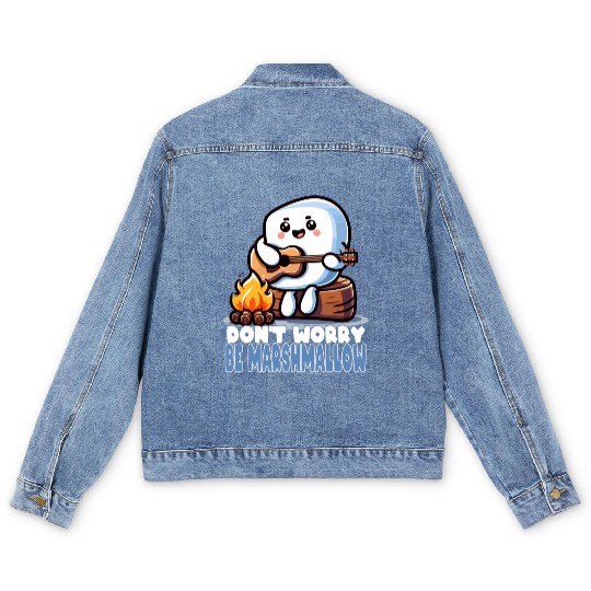 Don't Worry Be Marshmallow Cute Camping Men's Denim Jackets