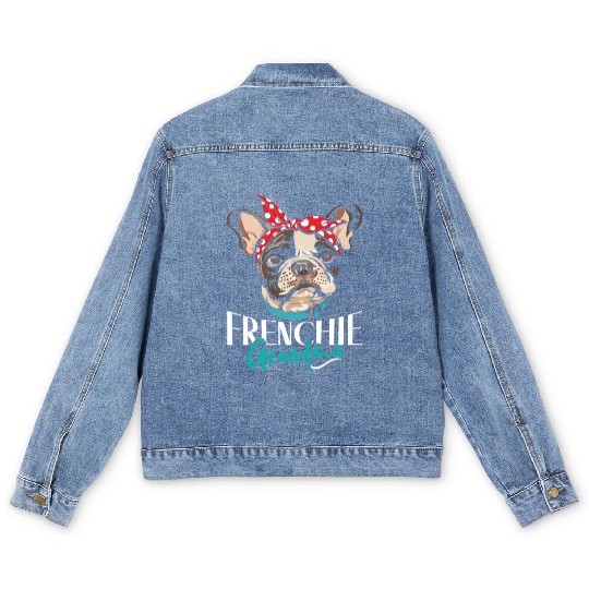 French Bulldog Lovers FRENCHIE GRANDMA Funny Men's Denim Jackets