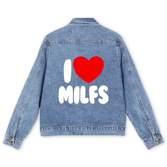 I Love MILFS Red Heart Love Hot Moms I Love MILFS Men's Denim Jackets