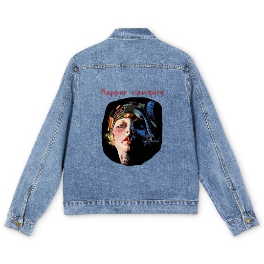 Flapper Vampire, Art Deco, Vintage Horror Series Men's Denim Jackets