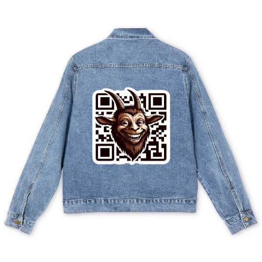 Qr Code Goat: Scan for Baaa-mazing Content! Men's Denim Jackets
