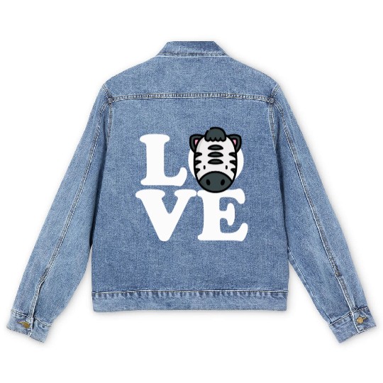 LOVE Zebra Funny Stripes Animal Face African Pun Men's Denim Jackets