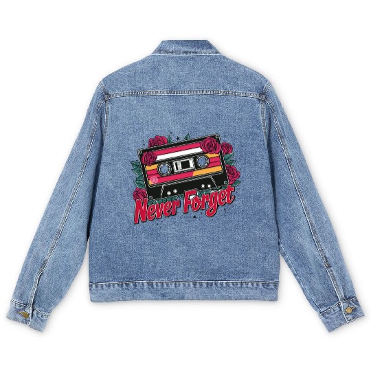 A cassette tape colored with roses 6 Men's Denim Jackets