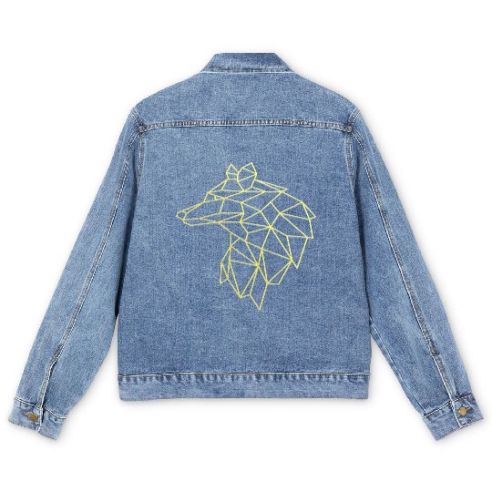 Wolf face tattoo geometric modern Colorful Men's Denim Jackets