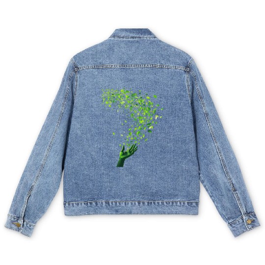 Eco-Friendly Nature Love Green Leaves Men's Denim Jackets