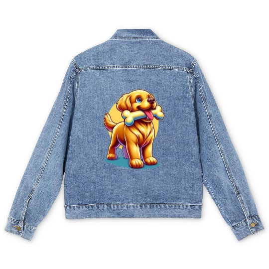 Cute puppy design Men's Denim Jackets