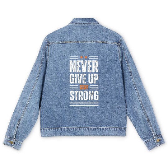 White Never Give up Men's Denim Jackets 100% cotton