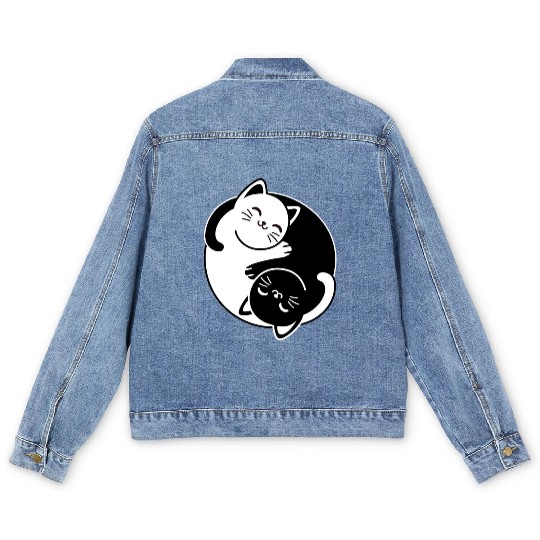 Yin and Yang Cats Men's Denim Jackets