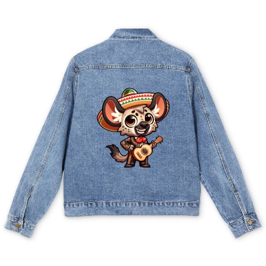 Cinco de Mayo Hyena Giraffe Mariachi Men's Denim Jackets