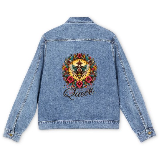 Queen Bee Jewelry Jewels Cute Beekeeping Beekeeper Men's Denim Jackets