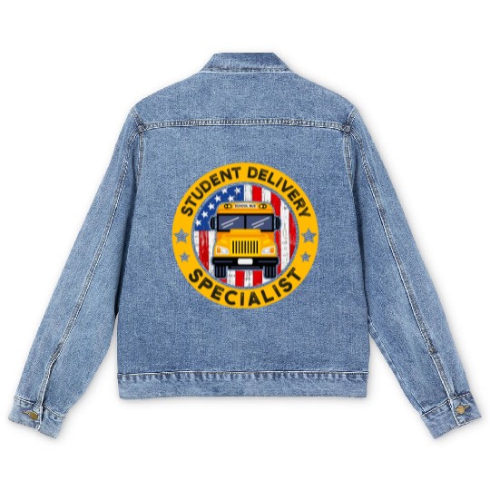 School Bus Driver American Flag School Bus Driver Men's Denim Jackets