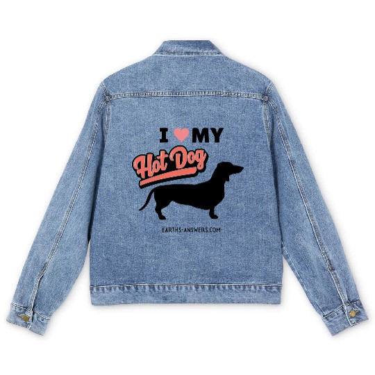 Dachshund Dog Lover Gift Men's Denim Jackets Love My Hot Dog