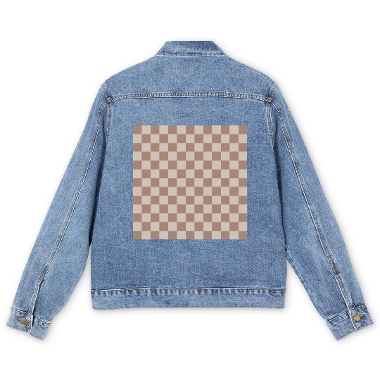 Brown Classic Checkered Big Checkerboard Men's Denim Jackets