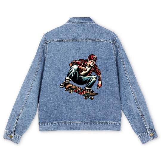 AI Old School 90s Teen Skater Men's Denim Jackets