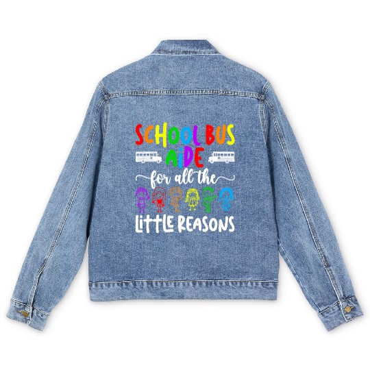 School Bus Aide For All The Little Reason Bus Aide Men's Denim Jackets