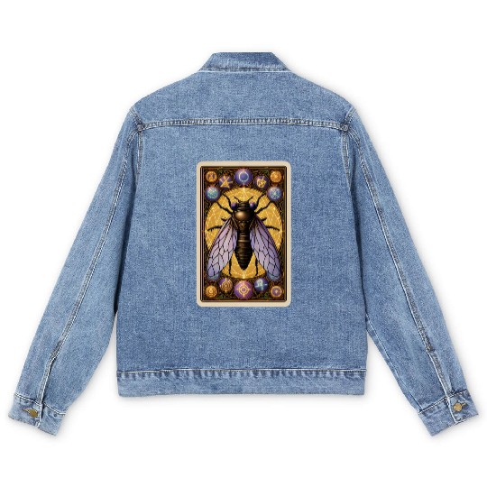 CICADA INVASION 2024 TAROT CARD, CICADAGEDDON 2024 Men's Denim Jackets