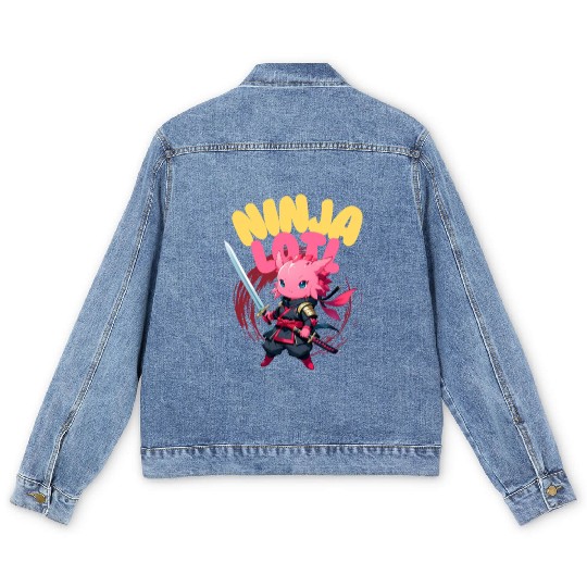 Kawaii Axolotl Ninja Men's Denim Jackets