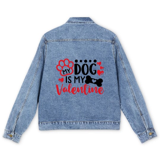 My Dog Is My Valentine Men's Denim Jackets
