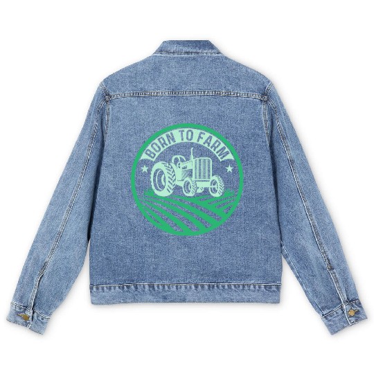 Born To Farm Farming Animal Farmer Men's Denim Jackets
