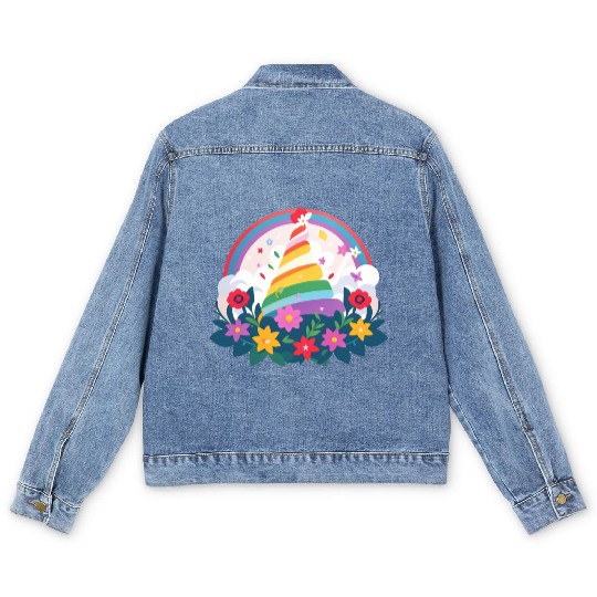 Mother's Day: Sunday cake, flower rainbow Men's Denim Jackets