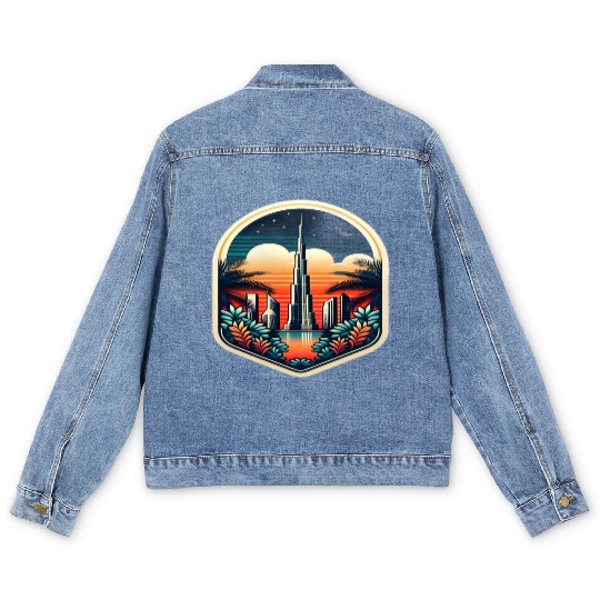 Dubai City United Arab Emirates Vintage Travel Men's Denim Jackets
