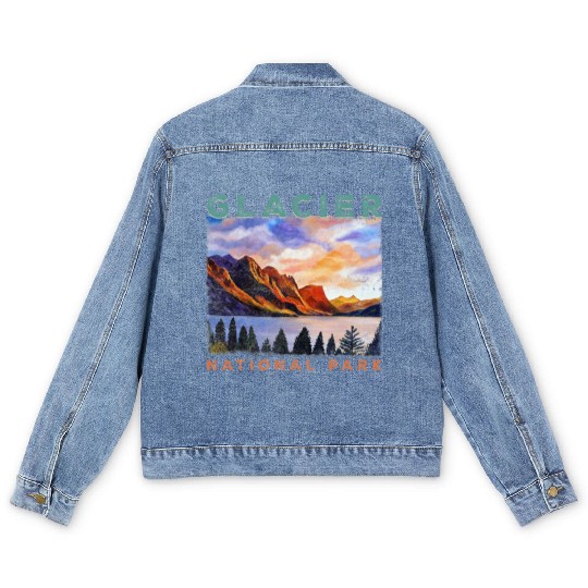Glacier National Park Retro US Montana Parks Men's Denim Jackets