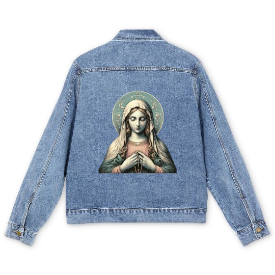 Serene Madonna ic Image Men's Denim Jackets