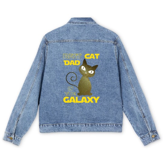 Galaxy Cat Best Cat Dad Men's Denim Jackets