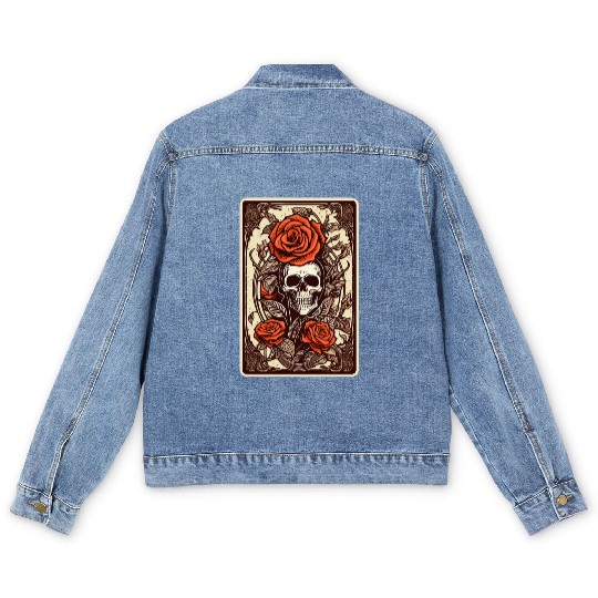 Rose Tarot Card Reader Astrology Occult Men's Denim Jackets