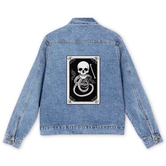 Skull Tarot Card Reader Astrology Occult Men's Denim Jackets