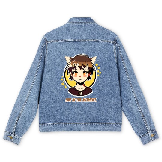 Live in the Moment: Manga Anime Girl Men's Denim Jackets