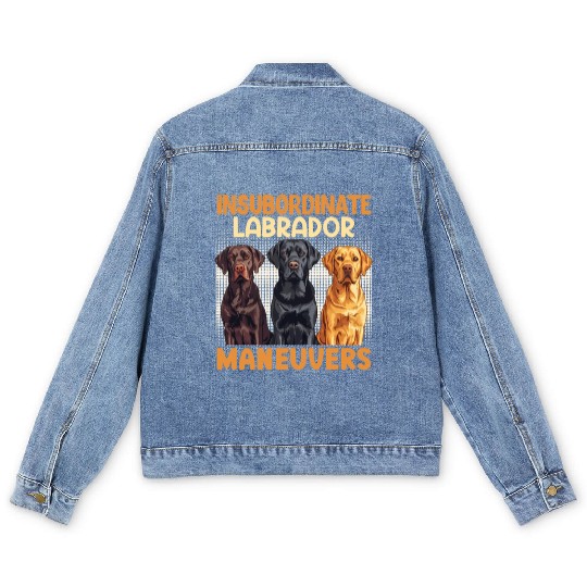 Labrador Dog INSUBORDINATE LABRADOR MANEUVERS Men's Denim Jackets