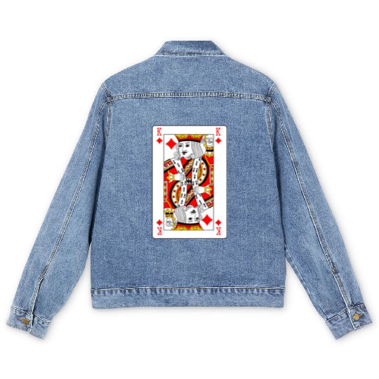King of Diamonds Playing Card Men's Denim Jackets