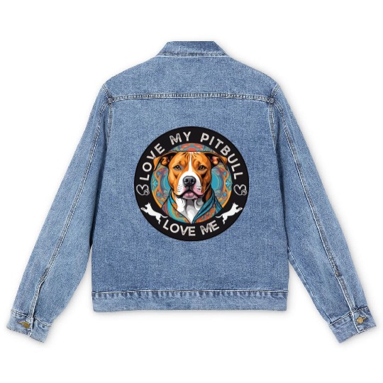 American Pitbull Terrier Men's Denim Jackets