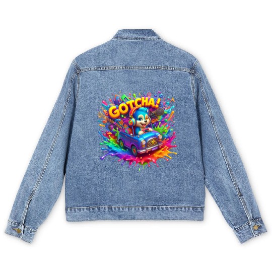 Stellar Cadence: Symphony of Neon Hues - GoTCha! Men's Denim Jackets