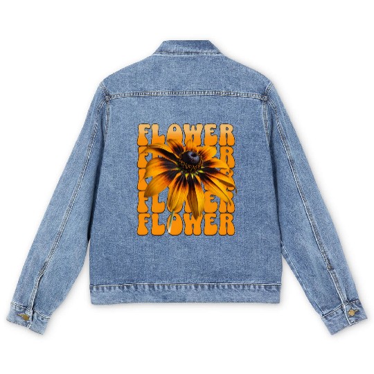 Bold Sunflower in a Pop Art Frame Men's Denim Jackets