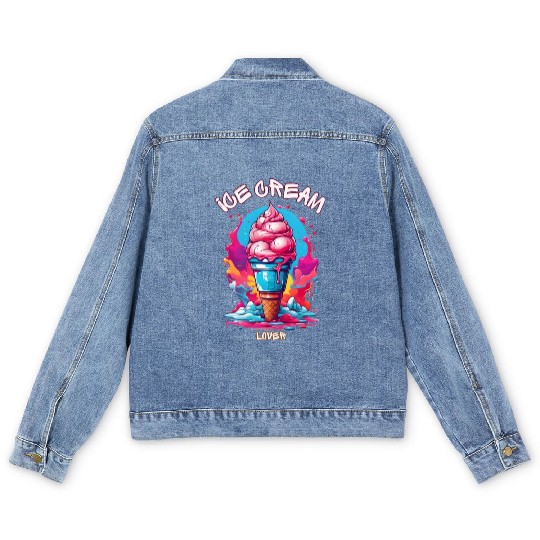 ice cream lover Men's Denim Jackets