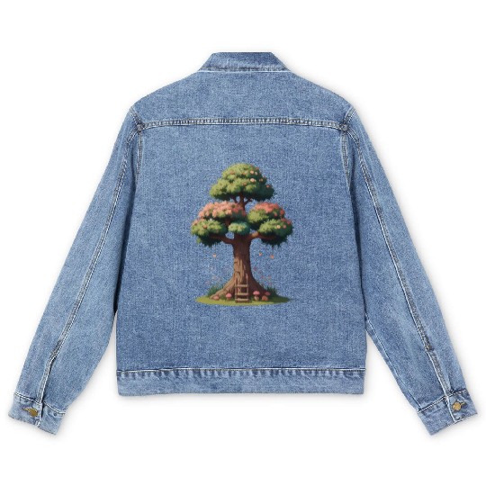 Colorful Tree Life is Really Good Tree Men's Denim Jackets