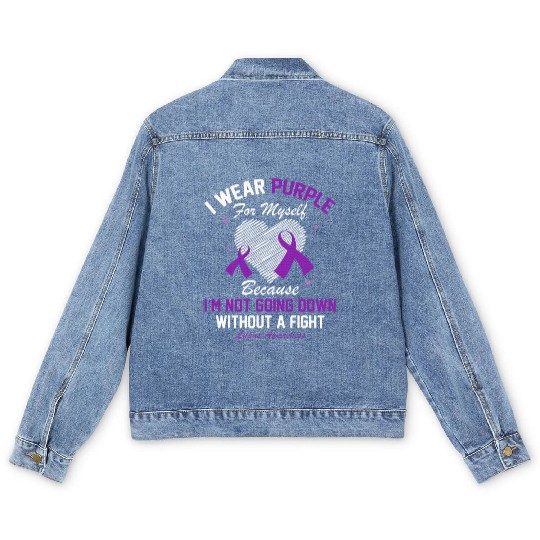 I Wear Purple For Myself Lupus Awareness Heart Men's Denim Jackets