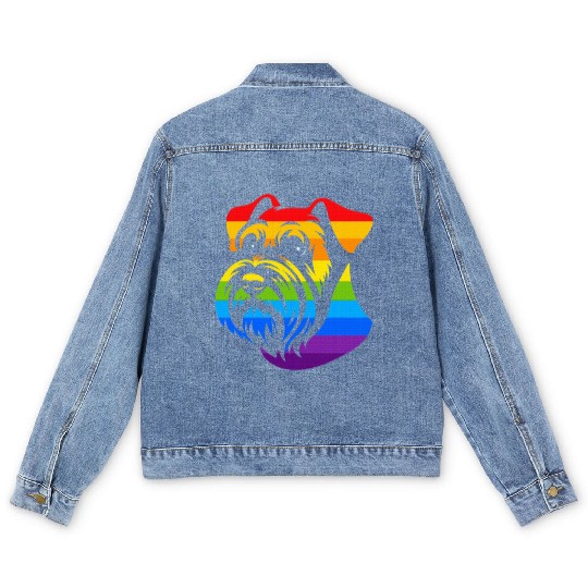 Miniature Schnauzer Rainbow LGBT Gay Pride Lesbian Men's Denim Jackets